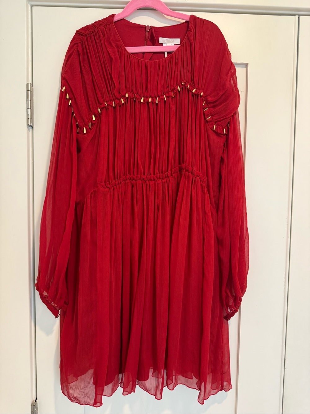 Chloe Girls Red Size 12 Dress 100% Silk